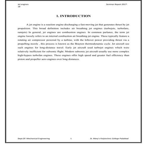 Jet engine seminar report