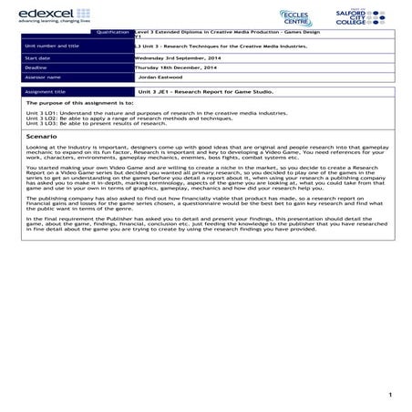 Unit 3 Assignment Brief