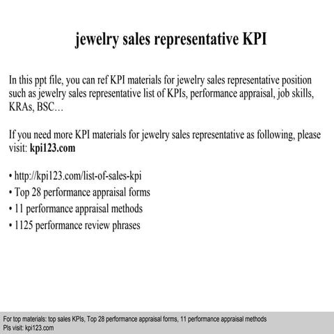 Jewelry sales representative kpi