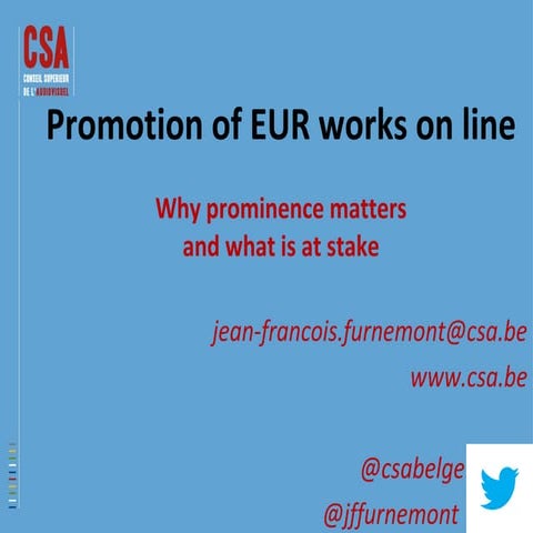 Promotion of EUR works on line 