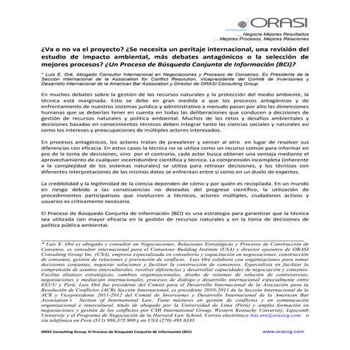 EIA Participativo BCI  busqueda conjunta de informacion