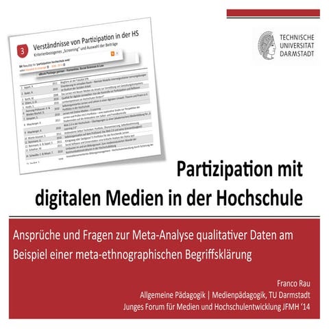 Partizipation mit digitalen Medien in der Hochschule - JFMH 14