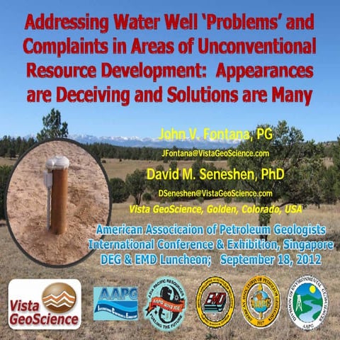 Addressing Water Well ‘Problems’ and Complaints in Areas of Unconventional ...