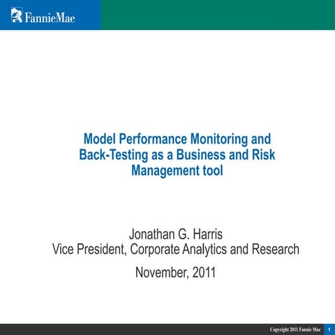 Model Performance Monitoring and Back-Testing as a Business and Risk Manageme...