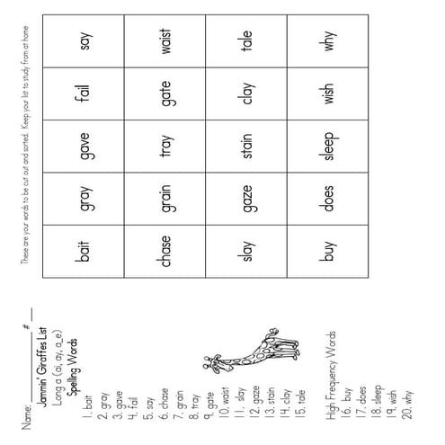 Jg long a ai, ay, a e