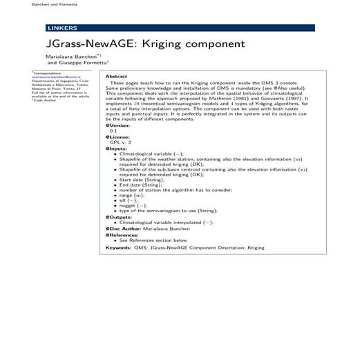 Jgrass-NewAge: Kriging component