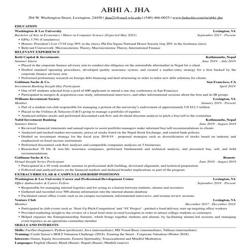 Abhi Jha Resume