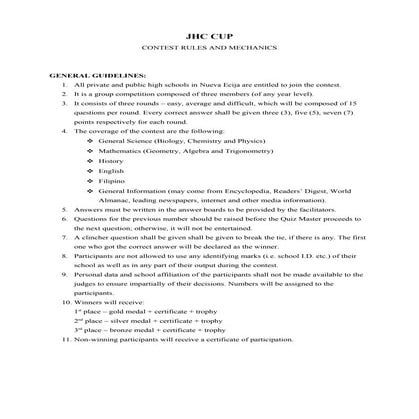 Junior Honors' Circle Mechanics and Guideline