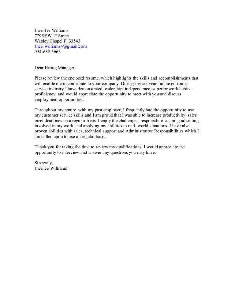 Jheri Cover Letter