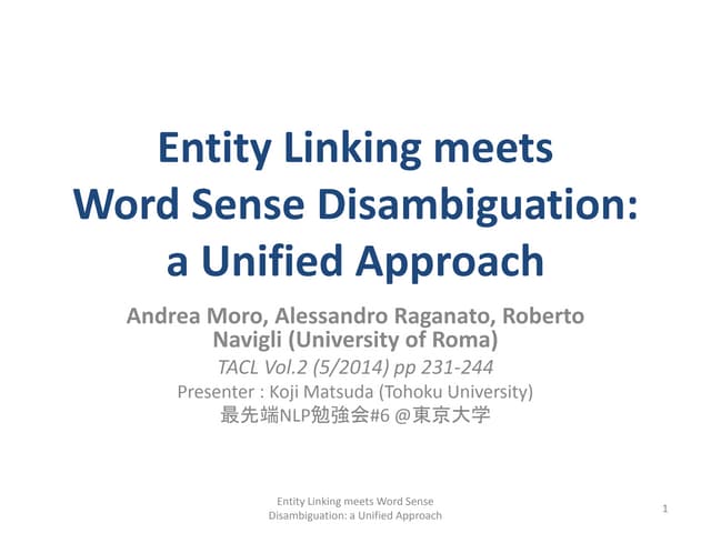 Entity linking meets Word Sense Dis...