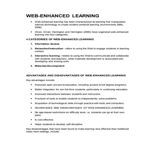 Web Enhanced Learning