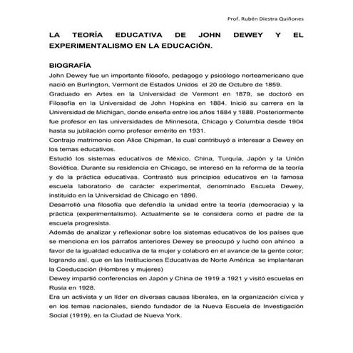 APORTE A LA EDUCACION DE JOHN DEWEY