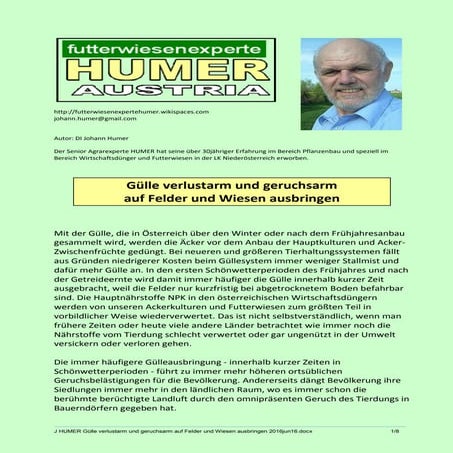 HUMER Guelle verlustarm und geruchsarm auf Felder und Wiesen ausbringen 2016j...