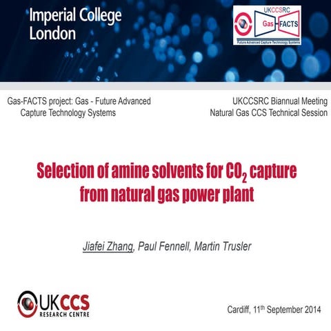 Selection of amine solvents for CO2 capture from natural gas power plant - pr...