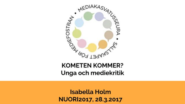 Kometen kommer? Unga och mediekritik