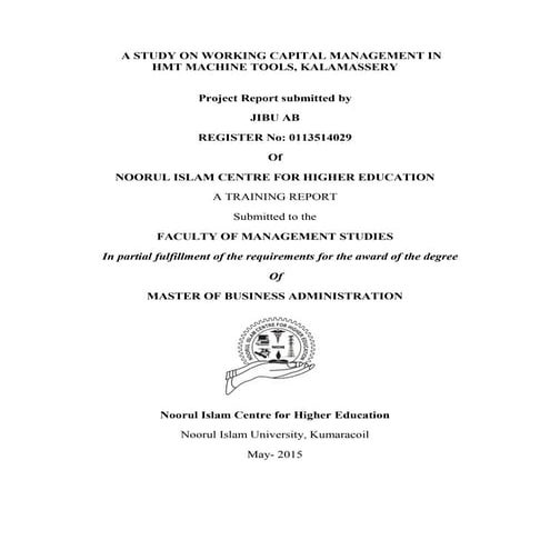 Jibu hmt working capital management project