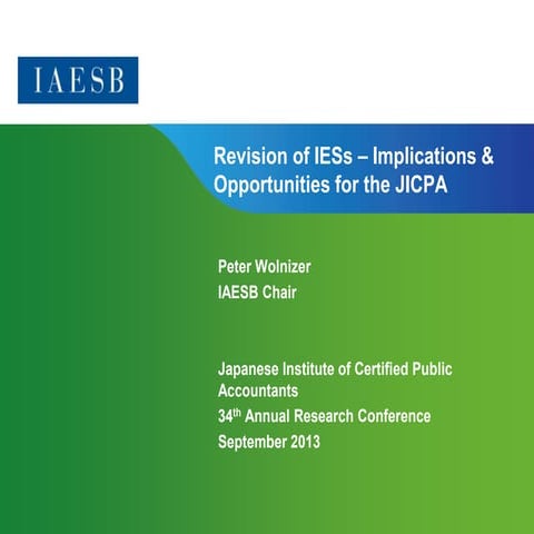 Revision of IESs – Implications & Opportunities for the JICPA
