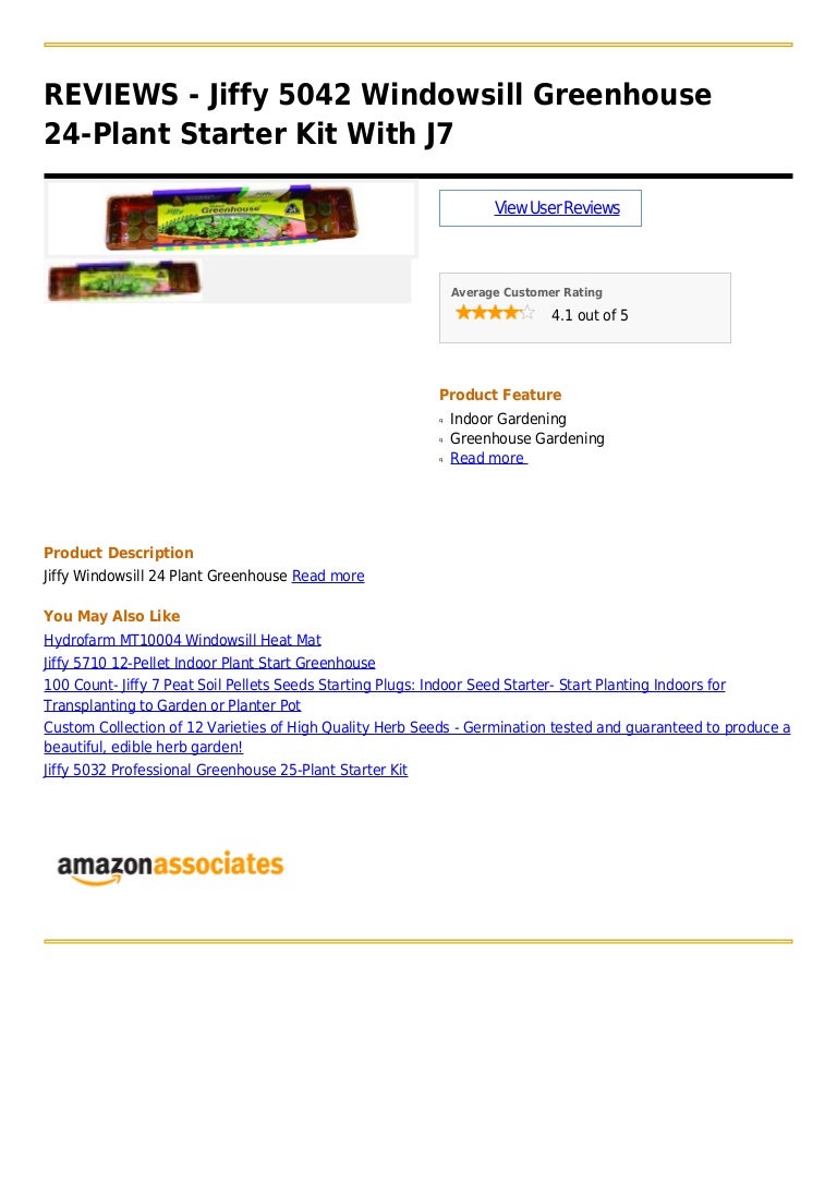Jiffy 5042 Windowsill Greenhouse 24 Plant Starter Kit With J7