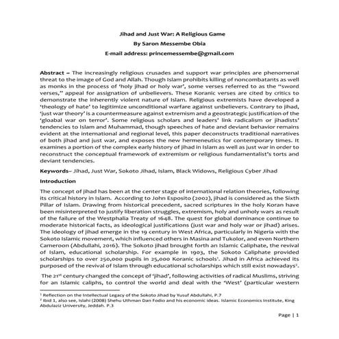 Jihad and just war a religious game