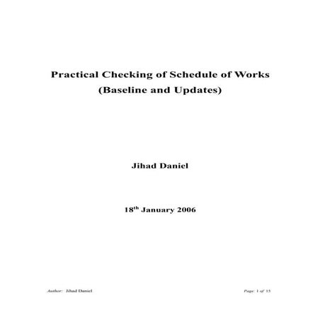 J.S. Daniel paper for practical checklist of schedule