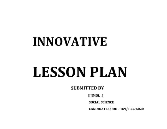 Innovative Lesson Plan
