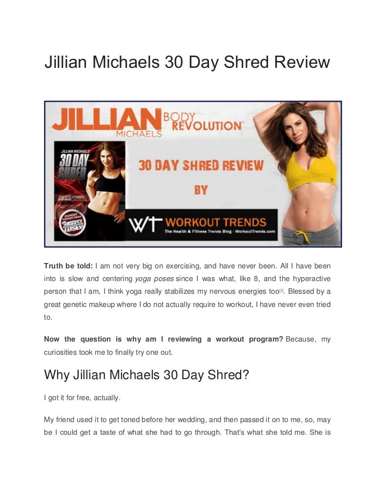 Jillian michaels 30 day shred review