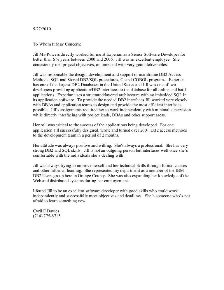 letter of recommendation recommendation letter for programmer