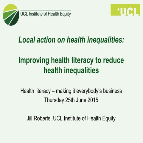 Improving Health Literacy to Reduce Health Inequalities