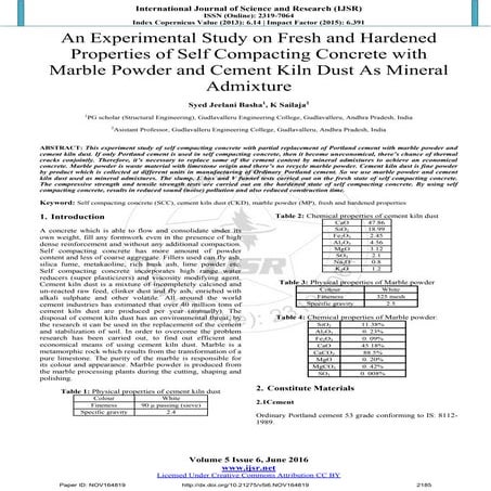 An Experimental Study on Fresh and Hardened Properties of Self Compacting Con...