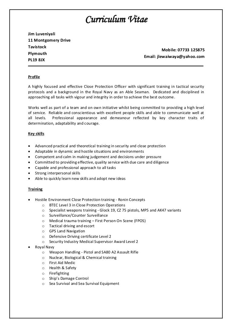 door supervisor cv