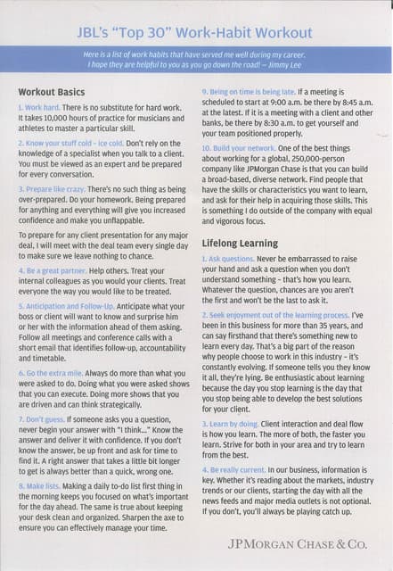 Jimmy Lee | JBL's "Top 30" Work-Habit Workout