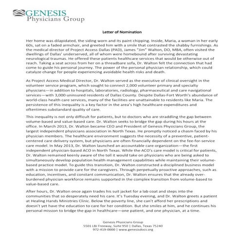 Jim Walton – 2014 nominee for Modern Healthcare’s Community Leadership Award