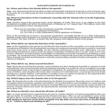 Jinnah vision of pakistan