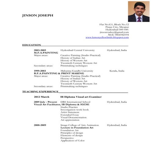 Jinson Joseph Resume 2012 | DOC