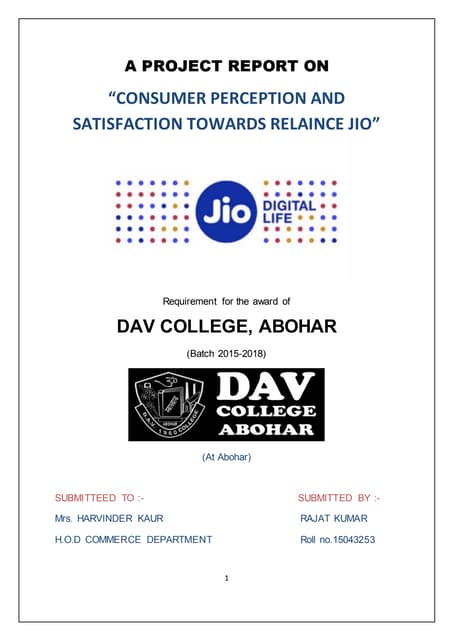 A project report on jio By Rajat Kumar