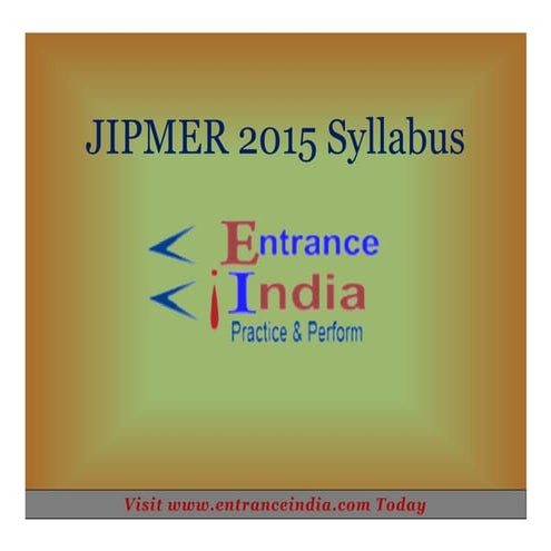 Jipmer syllabus by entranceindia