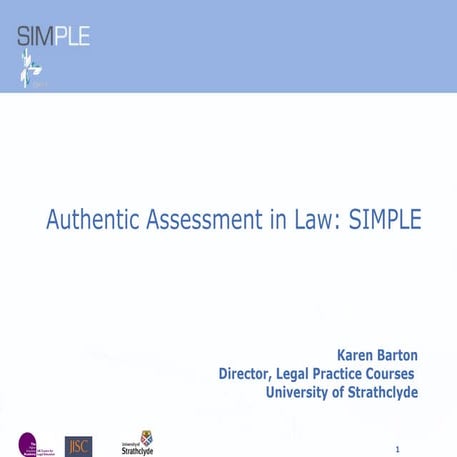 Authentic Assessment in Law: SIMPLE