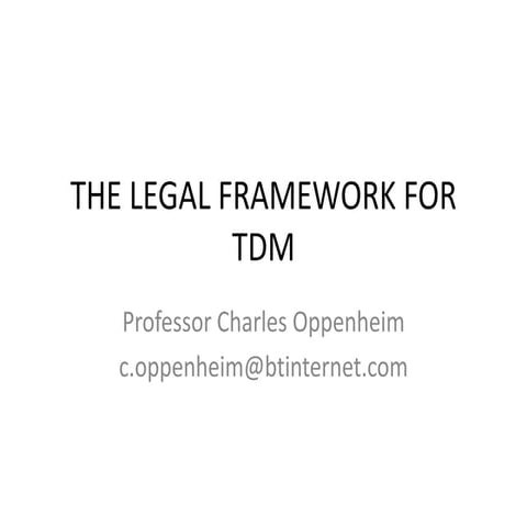 Legal Framework for TDM