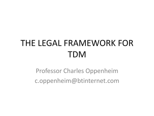 Legal Framework for TDM