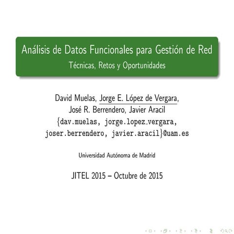 Análisis de Datos Funcionales para Gestión de Red: Téecnicas, Retos y Oportunidades