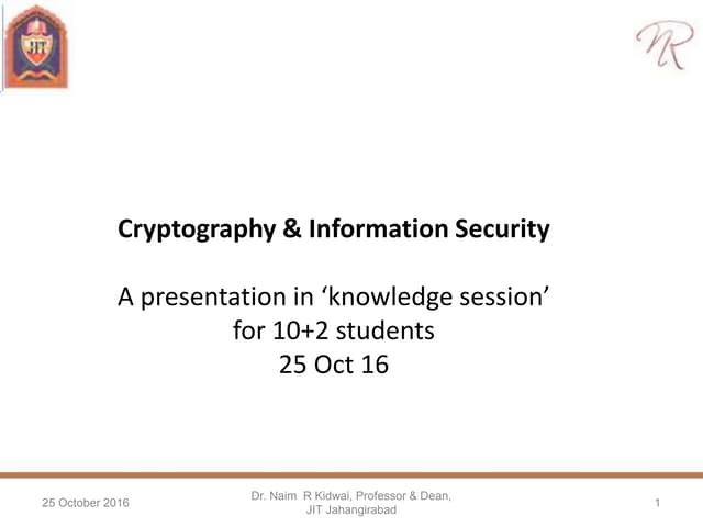 Cryptography and Information Security | PPTX | Information and Network ...
