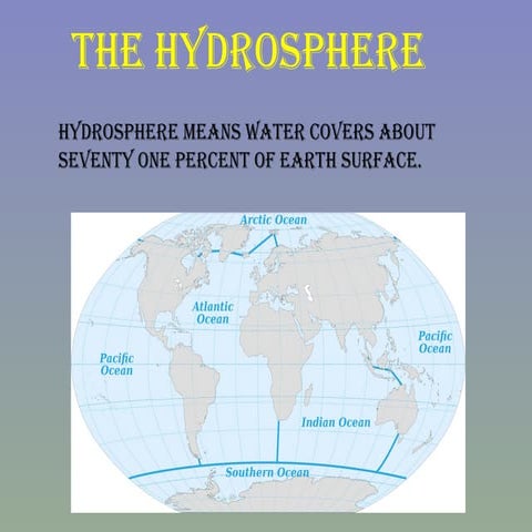 Hydrosphere, oceanic structure,ocean depthetc