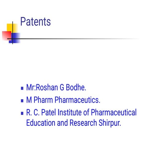 PATENT ACT IN PHARMACY