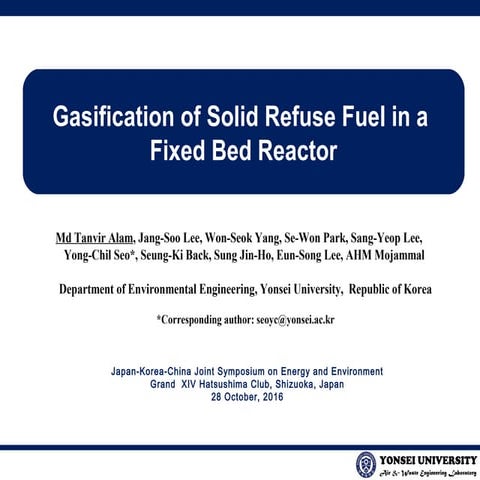 Gasification of solid refuse fuel in a fixed bed reactor