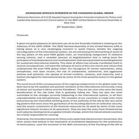 Advancing Africa’s Interests in the Changing Global Order | PDF