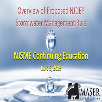 J Lange "Overview of Proposed NJDEP Stormwater Management Rule." June 5, 2019