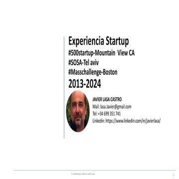 EXPERIENCIA PROYECTOS STARTUP JAVIER LASA