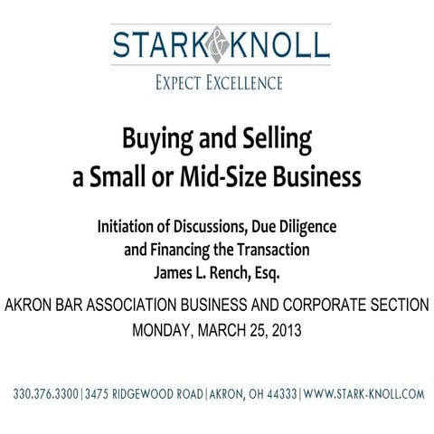 Buying and Selling A Small or Mid-Size Business - Initiation of Discussions, ...