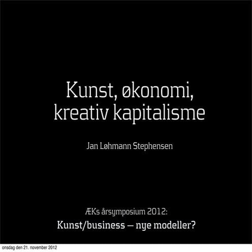 Kunst, økonomi, kreativ kapitalisme