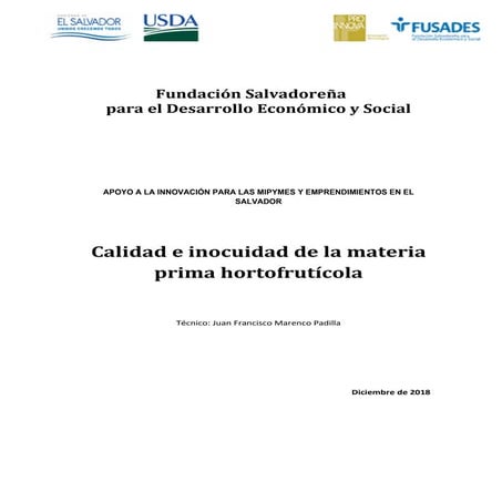 Calidad e inocuidad de la materia prima hortofrutícola